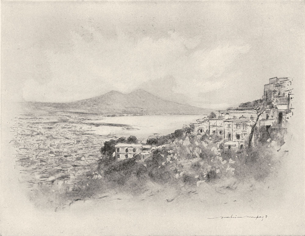 ITALY. Naples and the Bay 1920 old antique vintage print picture